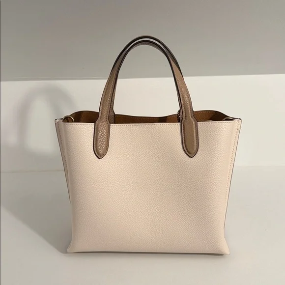 Coach Cream and Brown Leather Tote - Picture 2 of 8